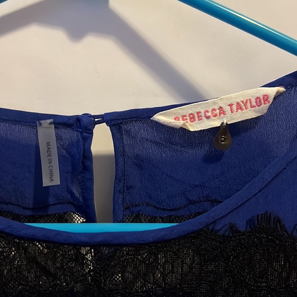 Rebecca Taylor Navy Silk Lace Dress size 6 - Picture 3 of 8